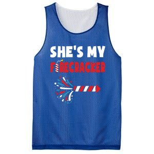 Shes My Firecracker Meaningful Gift 4th Of July Matching Couples Cute Gift Mesh Reversible Basketball Jersey Tank