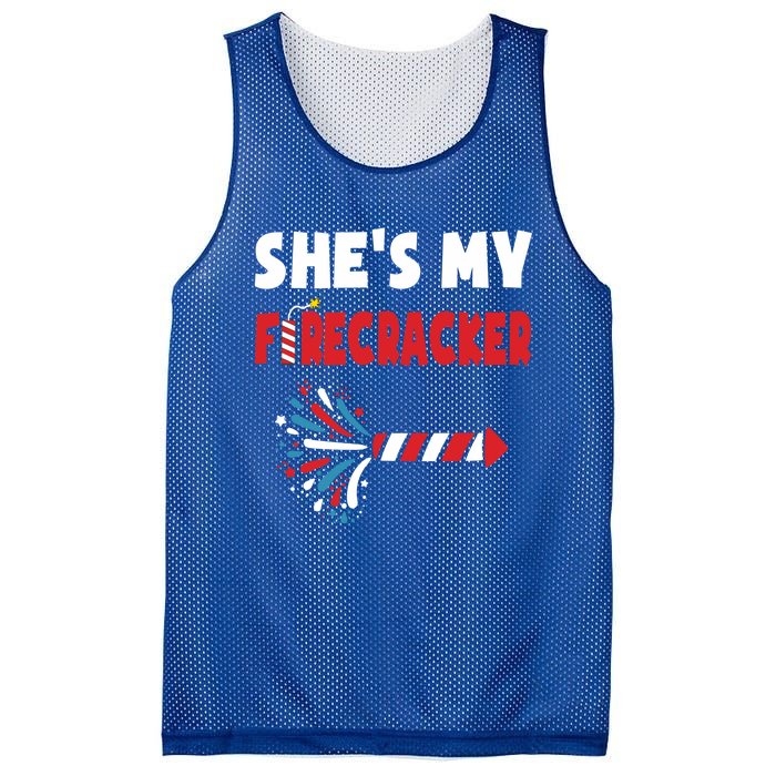 Shes My Firecracker Meaningful Gift 4th Of July Matching Couples Cute Gift Mesh Reversible Basketball Jersey Tank