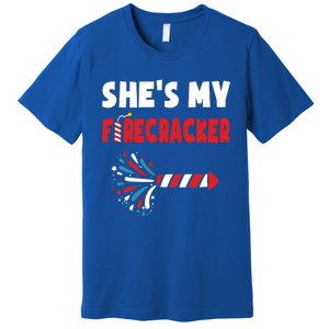 Shes My Firecracker Meaningful Gift 4th Of July Matching Couples Cute Gift Premium T-Shirt