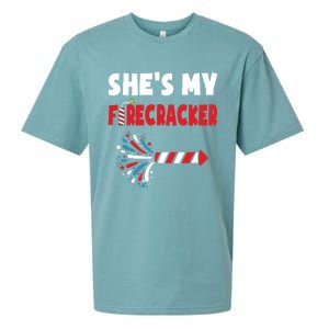 Shes My Firecracker Meaningful Gift 4th Of July Matching Couples Cute Gift Sueded Cloud Jersey T-Shirt