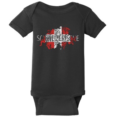 Switzerland Map Flag Souvenir Distressed Schweizerische Baby Bodysuit