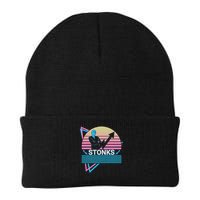 Stonks Meme Funny Stock Trader Trade Retro Knit Cap Winter Beanie