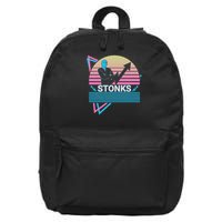 Stonks Meme Funny Stock Trader Trade Retro 16 in Basic Backpack