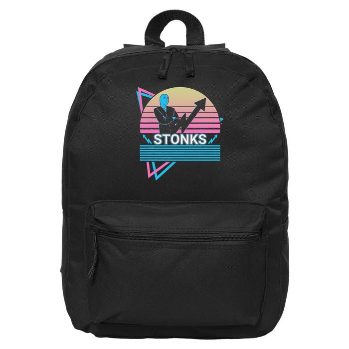 Stonks Meme Funny Stock Trader Trade Retro 16 in Basic Backpack