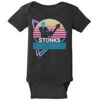 Stonks Meme Funny Stock Trader Trade Retro Baby Bodysuit