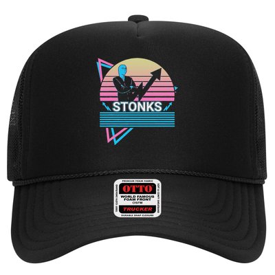 Stonks Meme Funny Stock Trader Trade Retro Trucker Hat