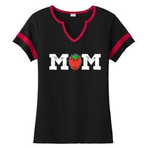 Strawberry Mom Fruit Lover Fruitarian Mother's Day Berry Ladies Halftime Notch Neck Tee