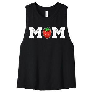 Strawberry Mom Fruit Lover Fruitarian Mother's Day Berry Women's Racerback Cropped Tank