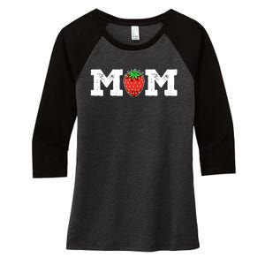 Strawberry Mom Fruit Lover Fruitarian Mother's Day Berry Women's Tri-Blend 3/4-Sleeve Raglan Shirt