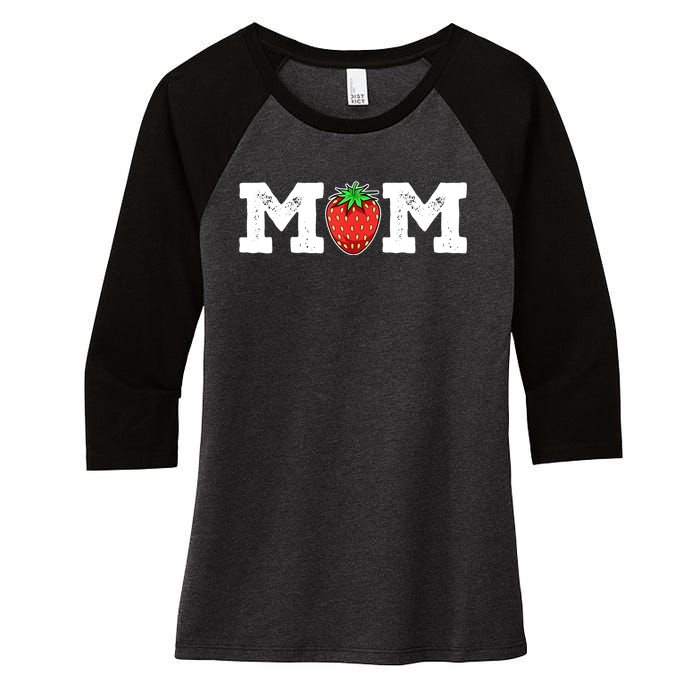 Strawberry Mom Fruit Lover Fruitarian Mother's Day Berry Women's Tri-Blend 3/4-Sleeve Raglan Shirt