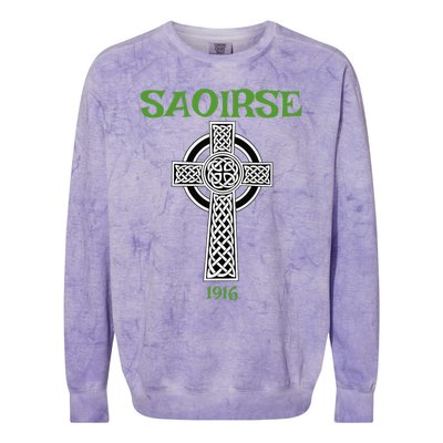 Saoirse meaning Freedom Irish Republican With Celtic Cross Colorblast Crewneck Sweatshirt