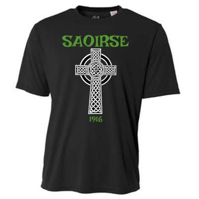 Saoirse meaning Freedom Irish Republican With Celtic Cross Cooling Performance Crew T-Shirt