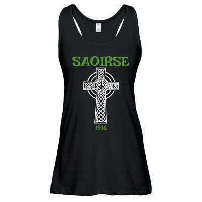 Saoirse meaning Freedom Irish Republican With Celtic Cross Ladies Essential Flowy Tank