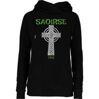 Saoirse meaning Freedom Irish Republican With Celtic Cross Womens Funnel Neck Pullover Hood