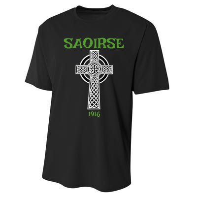 Saoirse meaning Freedom Irish Republican With Celtic Cross Performance Sprint T-Shirt