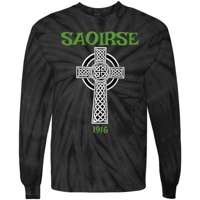 Saoirse meaning Freedom Irish Republican With Celtic Cross Tie-Dye Long Sleeve Shirt