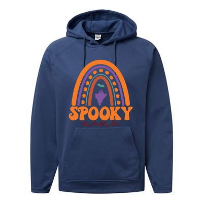 Spooky Mama Funny Halloween Mom Mother Mommy Funny Gift Performance Fleece Hoodie