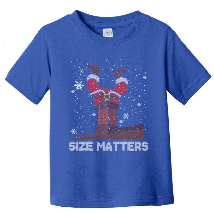 Size Matters Fat Santa Claus Chimney Ugly Christmas Sweater Cool Gift Toddler T-Shirt