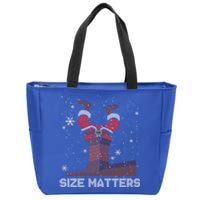 Size Matters Fat Santa Claus Chimney Ugly Christmas Sweater Cool Gift Zip Tote Bag