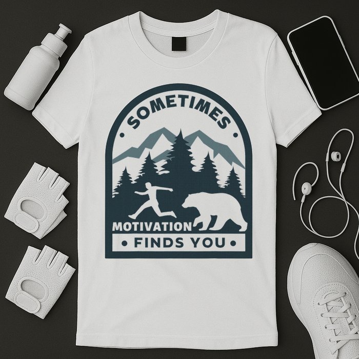 Sometimes Motivation Finds You Funny Running Gym Fi T-Shirt
