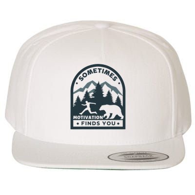Sometimes Motivation Finds You Funny Running Gym Fi Wool Snapback Cap