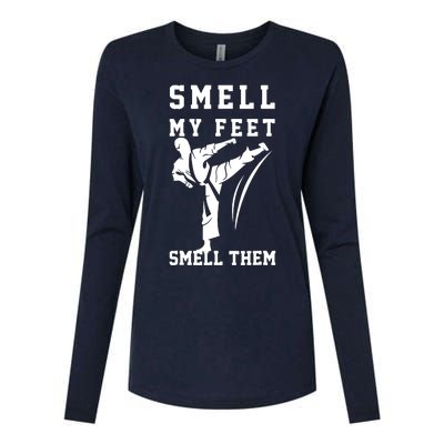 Smell My Feet Funny Taekwondo Womens Cotton Relaxed Long Sleeve T-Shirt