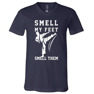 Smell My Feet Funny Taekwondo V-Neck T-Shirt