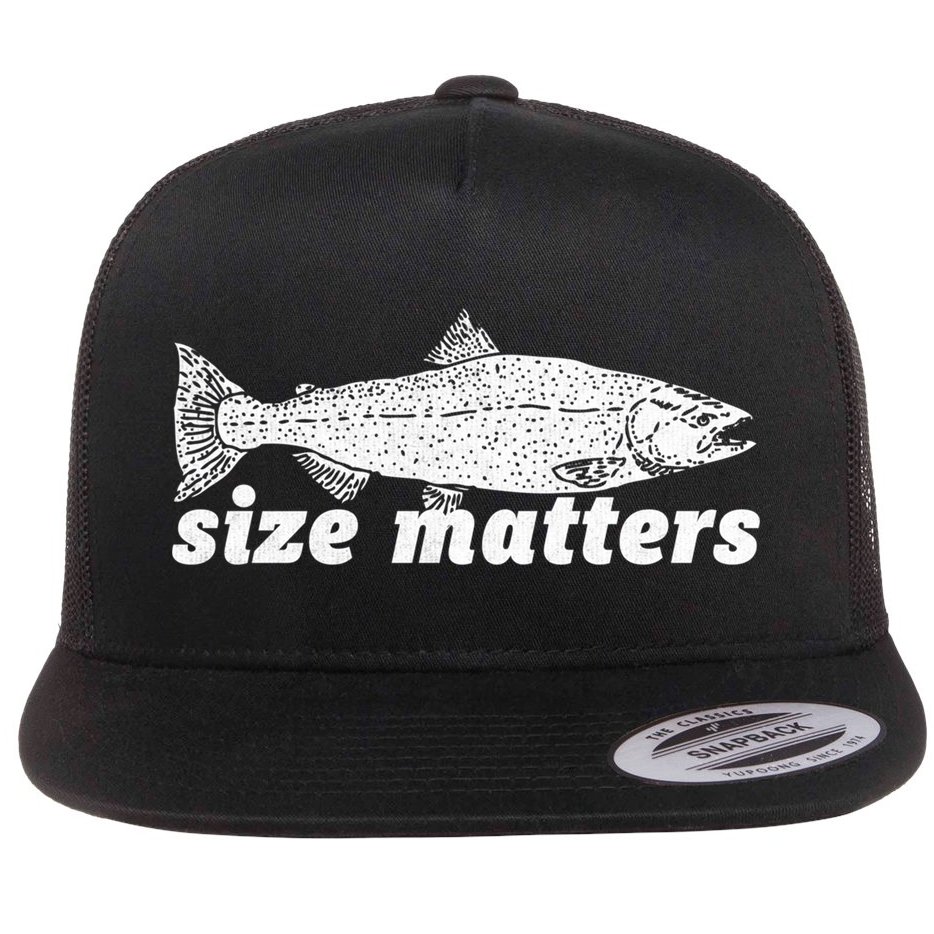 Size Matters Funny Fishing Fisher Funny Novelty Funny Gift Flat Bill Trucker Hat