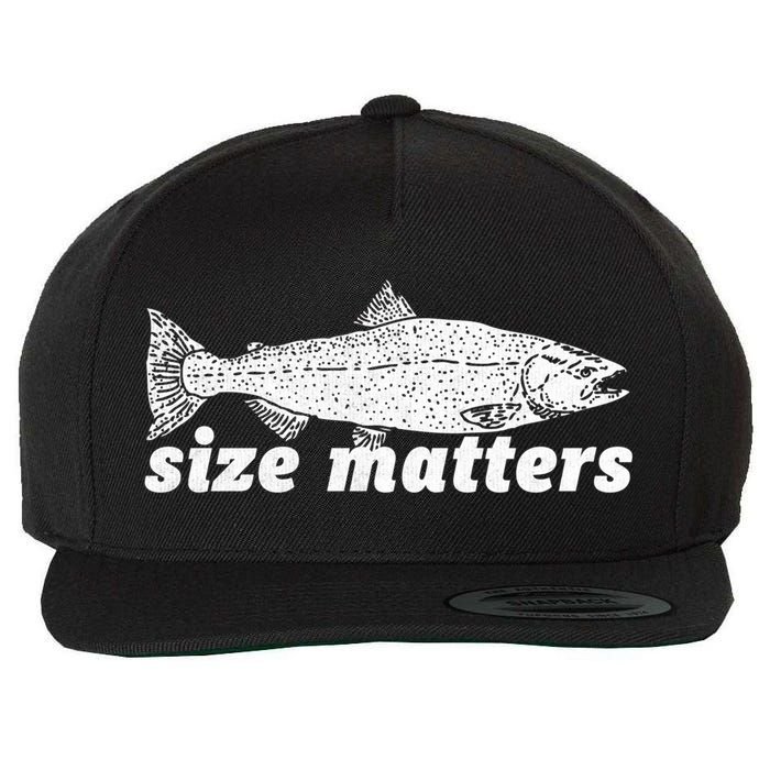 Size Matters Funny Fishing Fisher Funny Novelty Funny Gift Wool Snapback Cap