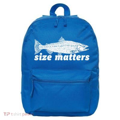 Size Matters Funny Fishing Fisher Funny Novelty Funny Gift 16 in Basic Backpack