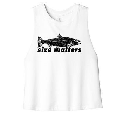 Size Matters Funny Fishing Fisher Funny Novelty Funny Gift Women's Racerback Cropped Tank