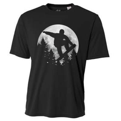 Snowboard Moon Funny Freestyle Snowboarding Cooling Performance Crew T-Shirt