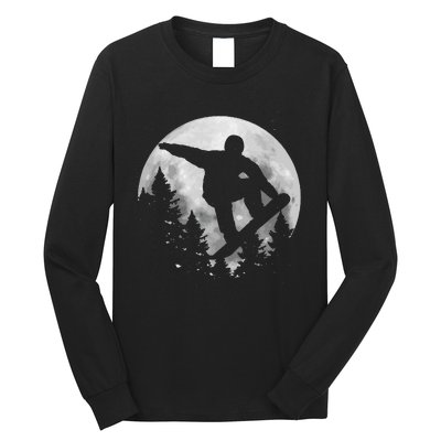 Snowboard Moon Funny Freestyle Snowboarding Long Sleeve Shirt