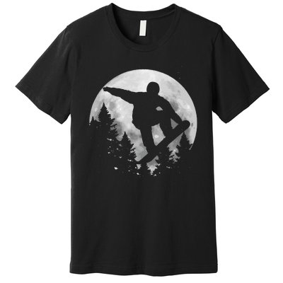 Snowboard Moon Funny Freestyle Snowboarding Premium T-Shirt