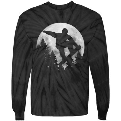 Snowboard Moon Funny Freestyle Snowboarding Tie-Dye Long Sleeve Shirt