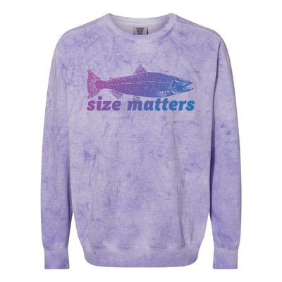 Size Matters Funny Fishing Fisher Funny Novelty Funny Gift Colorblast Crewneck Sweatshirt