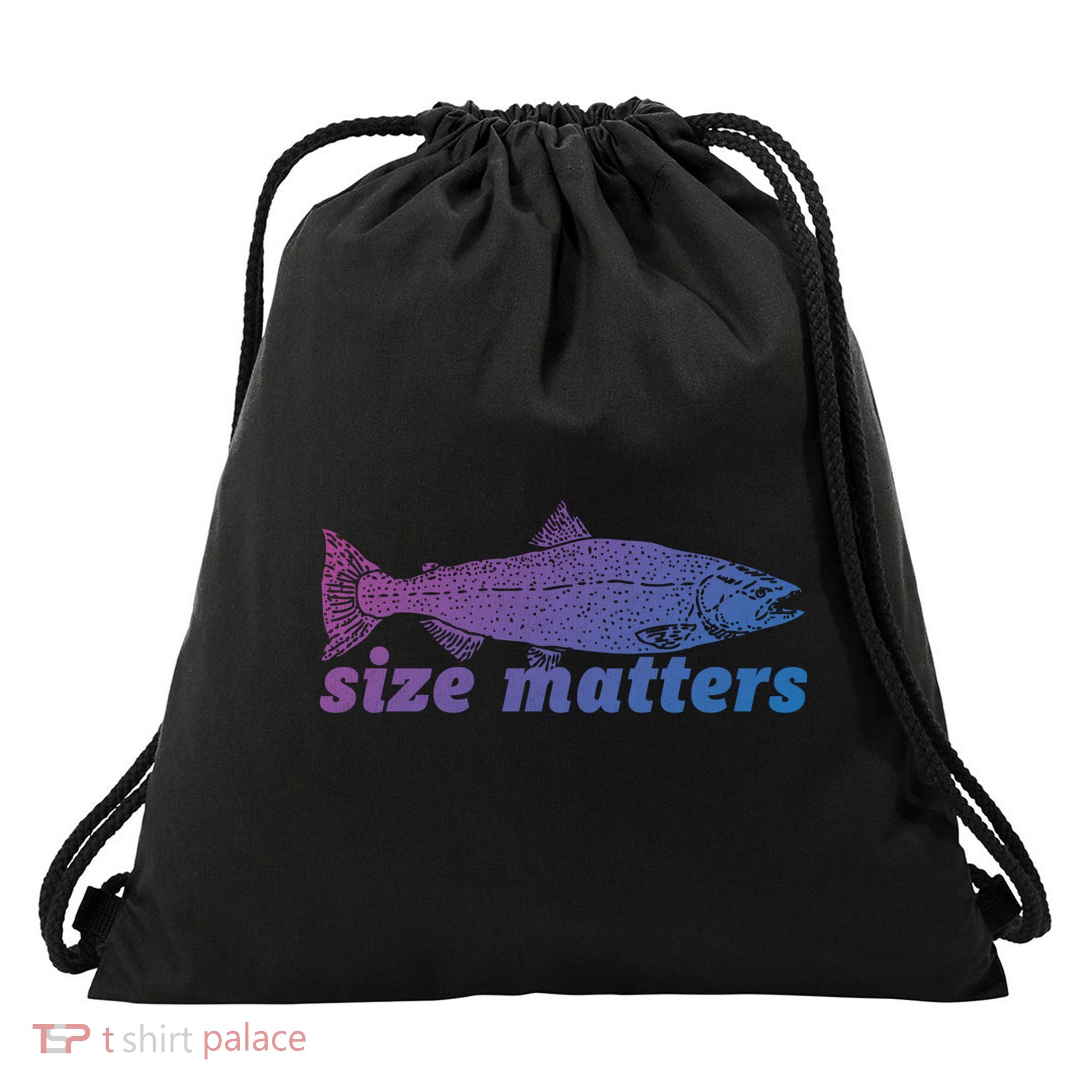 Size Matters Funny Fishing Fisher Funny Novelty Funny Gift Drawstring Bag