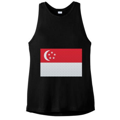 Singapore Metal Flag Shield Ladies PosiCharge Tri-Blend Wicking Tank