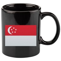 Singapore Metal Flag Shield 11oz C Handle Ceramic Mug
