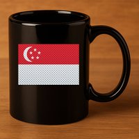 Singapore Metal Flag Shield 11oz C Handle Ceramic Mug