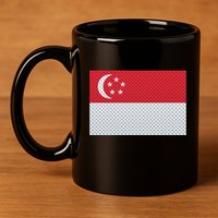 Singapore Metal Flag Shield 11oz C Handle Ceramic Mug