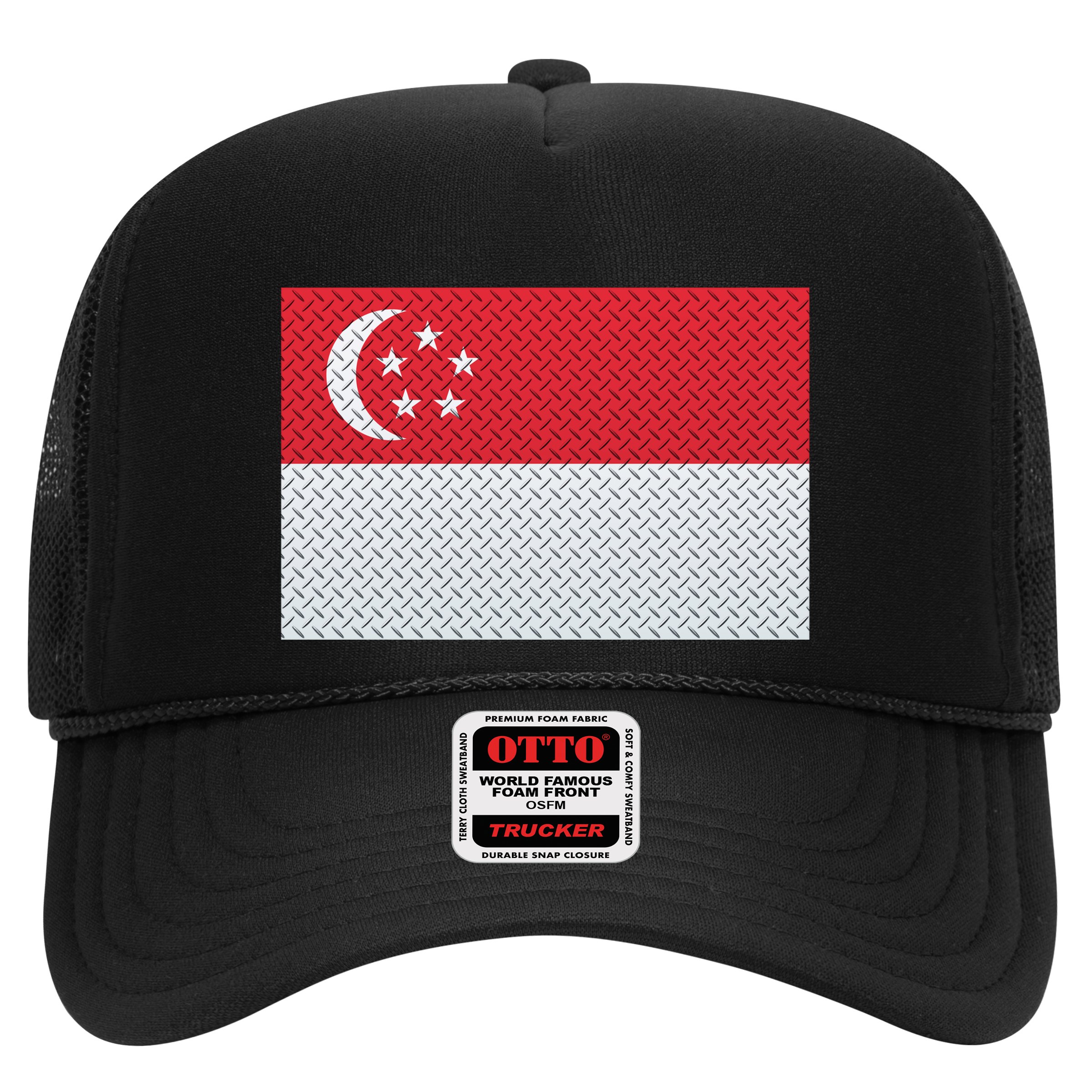 Singapore Metal Flag Shield Hat