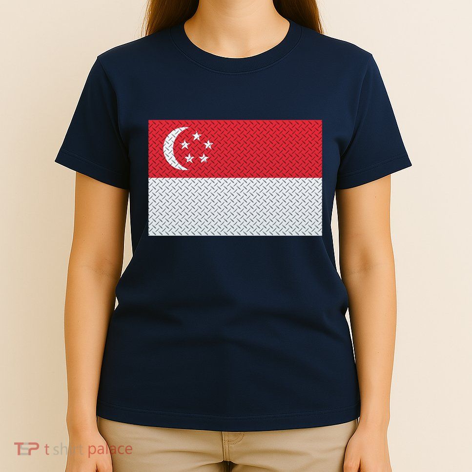 Singapore Metal Flag Shield T-Shirt