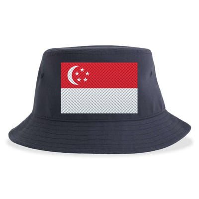 Singapore Metal Flag Shield Sustainable Bucket Hat