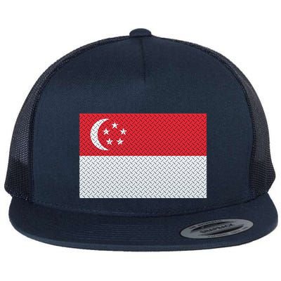 Singapore Metal Flag Shield Flatbill Hat