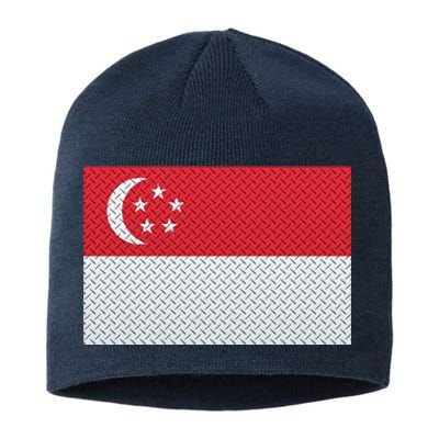 Singapore Metal Flag Shield Sustainable Beanie