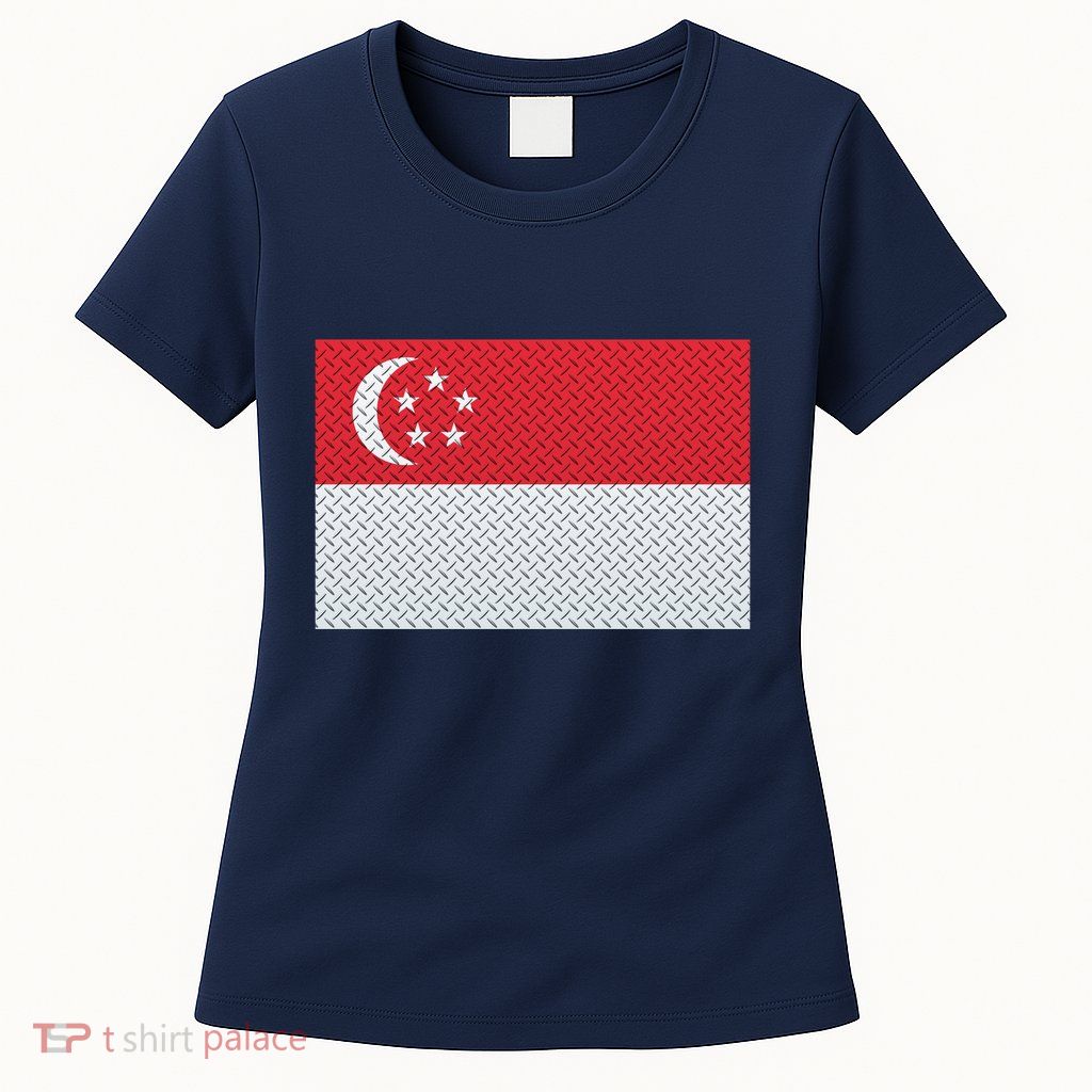 Singapore Metal Flag Shield Womens T-Shirt