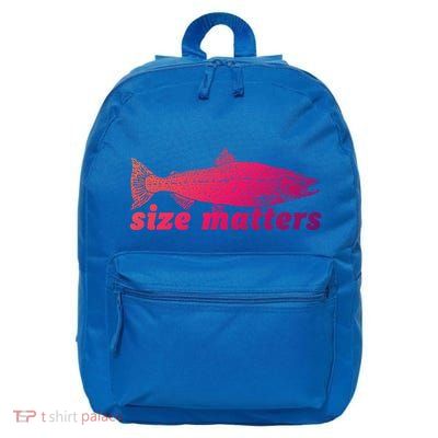 Size Matters Funny Fishing Fisher Funny Novelty Funny Gift 16 in Basic Backpack
