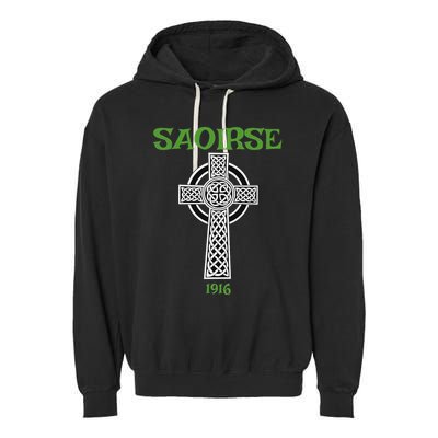 Saoirse Meaning Freedom Irish Republican With Celtic Cross Garment-Dyed Fleece Hoodie