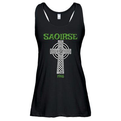 Saoirse Meaning Freedom Irish Republican With Celtic Cross Ladies Essential Flowy Tank